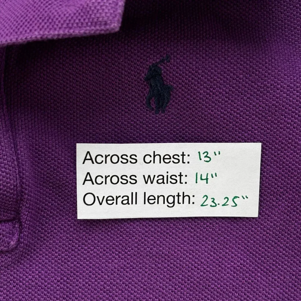 Polo Ralph Lauren Girls Purple Polo Dress 6X Short Sleeve Ruffle Hem